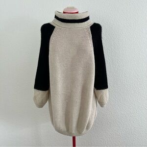 Oriana Sweater Quarter Sleeves Turtleneck Black White Size Large
